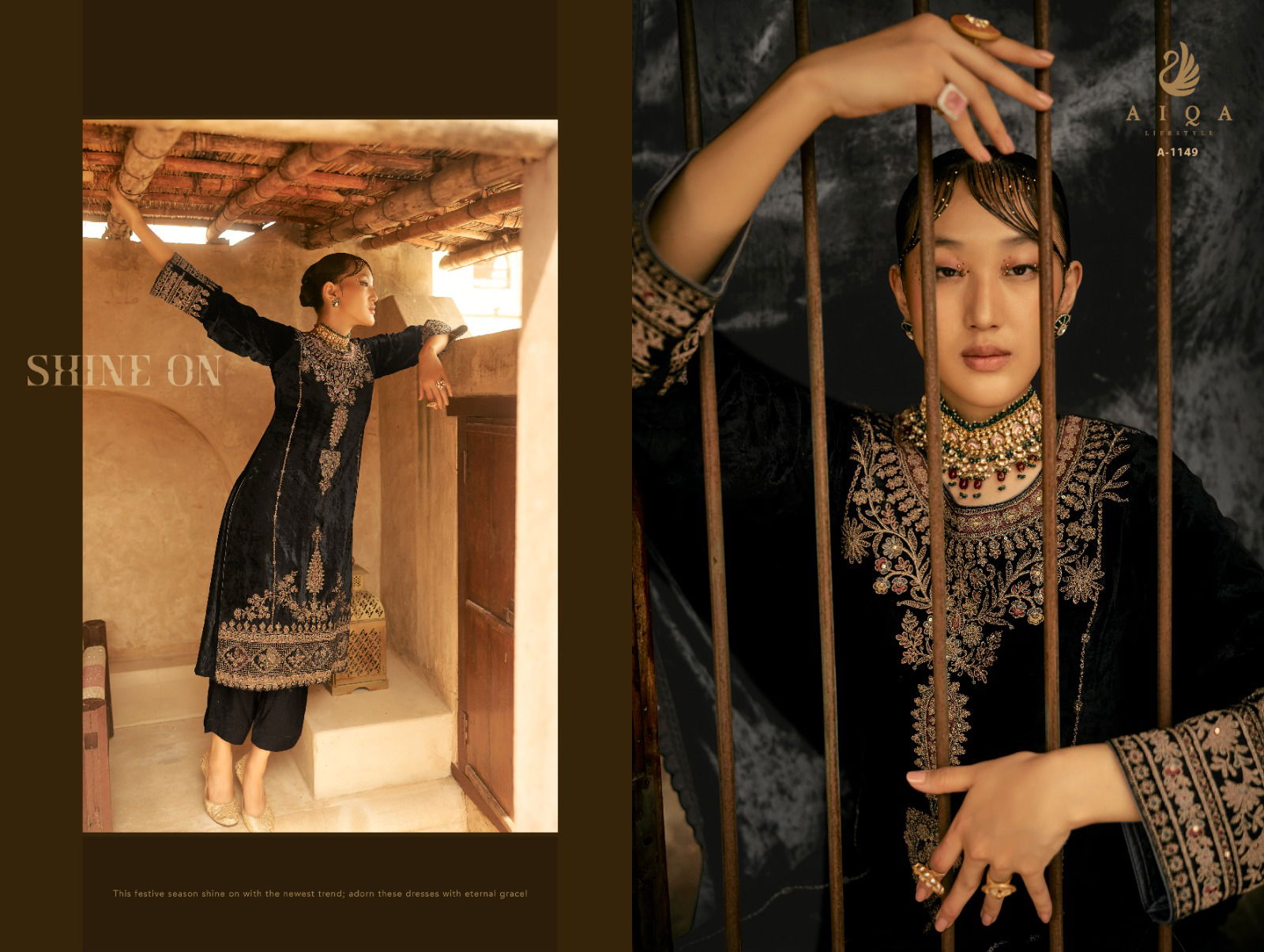 Shaina By Aiqa Velvet Embroidery Winter Wear Salwar Kameez Suppliers In India